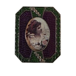 Photo Frame Brooch Wedding Enameled